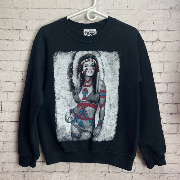 Riot Society size Small Black sweatshirt with Native American Girl - Picture 1 of 3